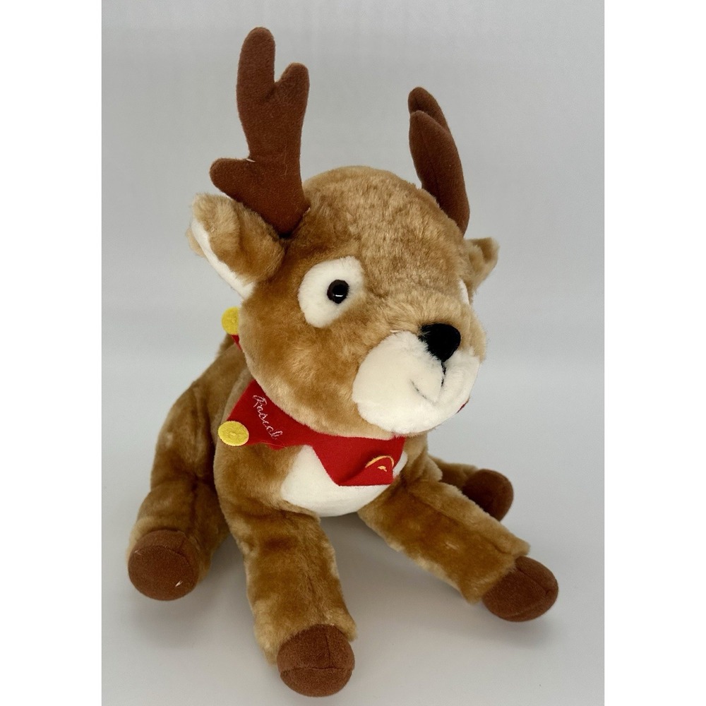 Christmas Hallmark Rascal Reindeer Soft Plush 9" Stuffed Animal Red Brown